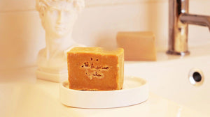 Aleppo soap full crate — sixteen hand-cut olive and laurel oil bars